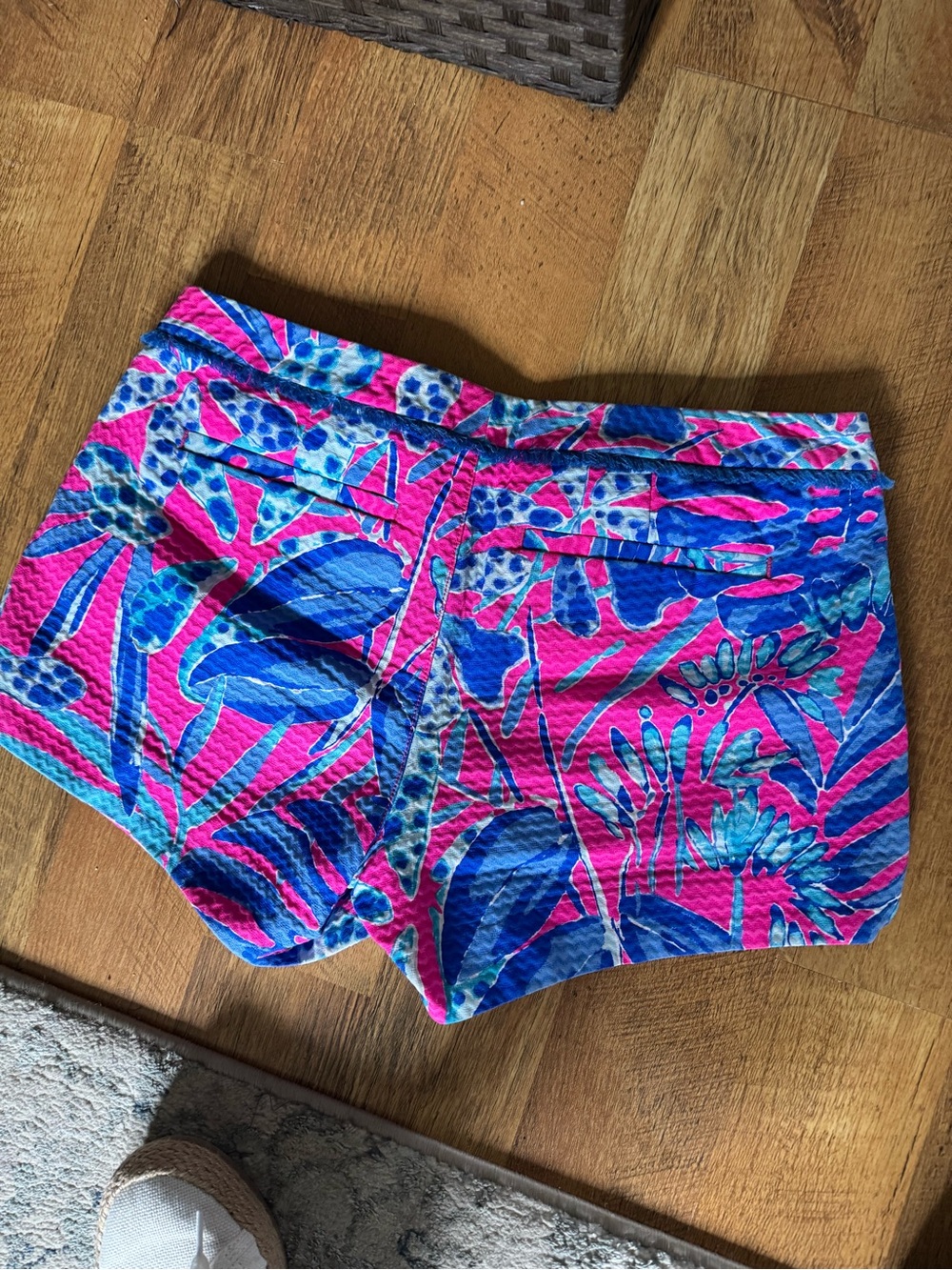 Lilly Pulitzer Hot Pink & Royal Blue Tropical Print Athletic Shorts